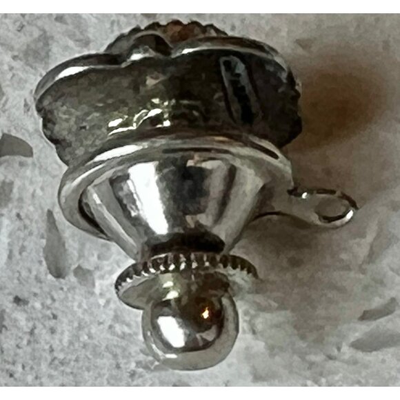 Sterling Silver Tie Tack With Turquoise Stone Floral Design Southwest - Picture 3 of 6